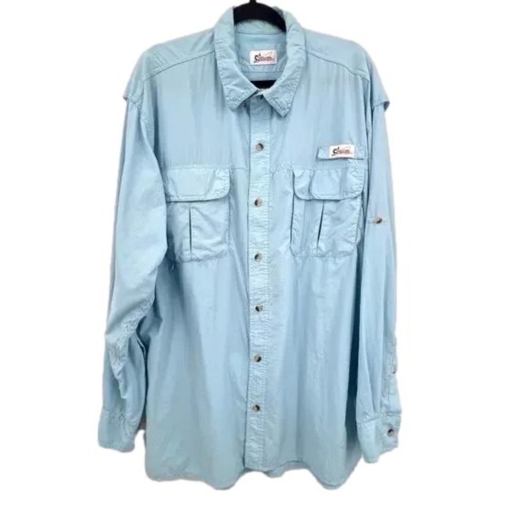 World Wide‎ Sportsman Mens Fishing Shirt 2XL Nylon Outdoor Vented Camping Blue